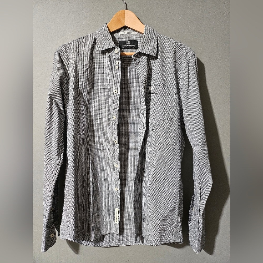 Scotch & Soda Black and White Dress Shirt Medium